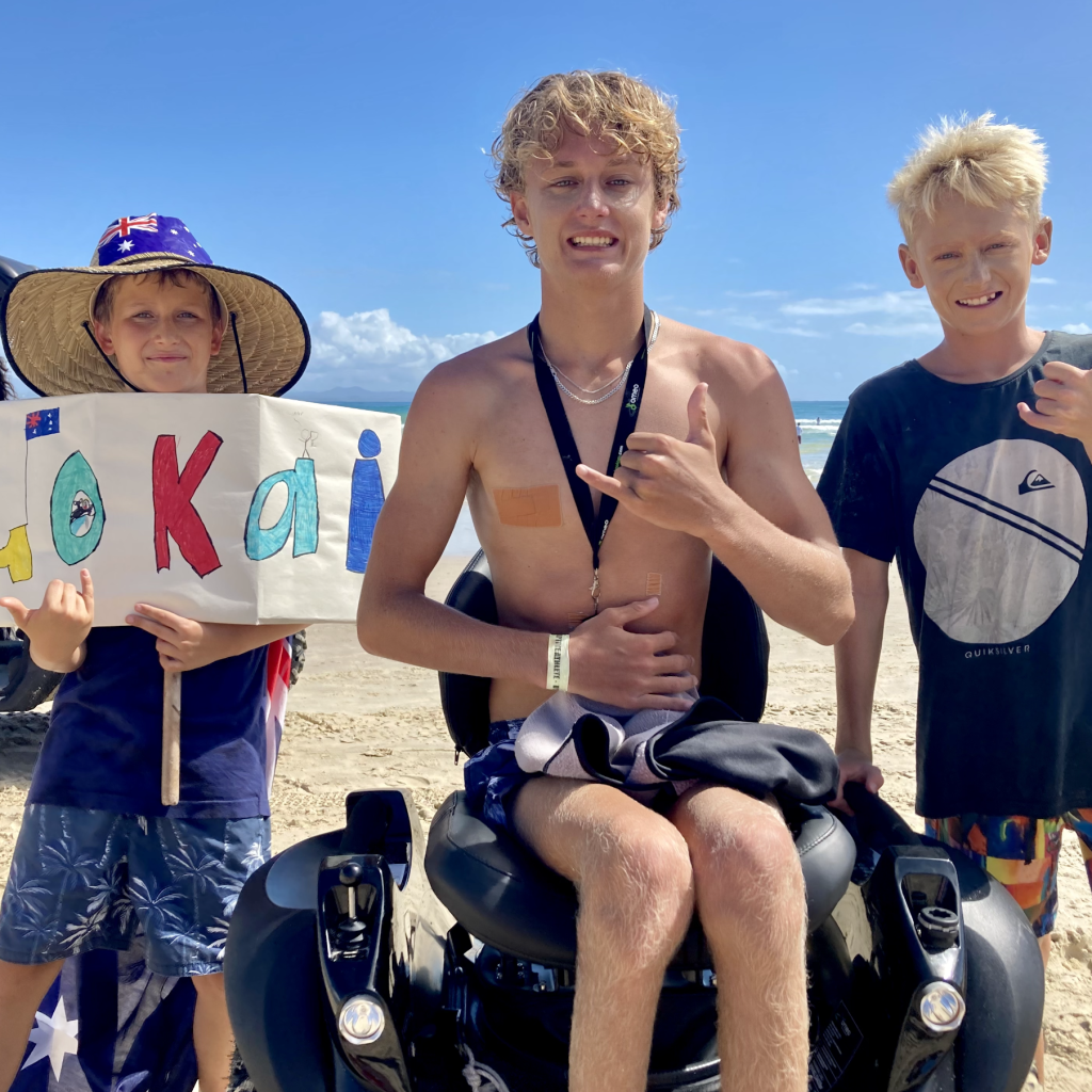 Champion Kai Colless and family in Byron Bay